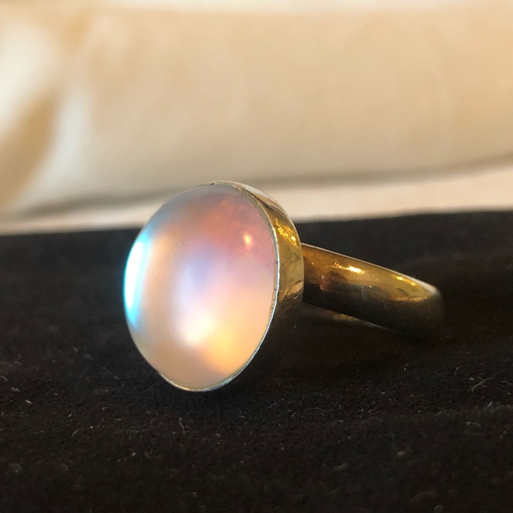 Sterling Silver Moonstone Ring Adjustable - image 1
